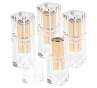 Uonlytech Tubos Vacíos para Bálsamo Labial Transparentes 4 Pcs Envase de Crema Labial Vacío Recargable Tubo Biselado Pequeño para DIY Cosméticos Viaje y Uso Personal