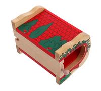 Uonlytech Túnel de Madera para Tren Juguete Accesorio Duradero y Seguro para Vías Infantiles Modelo Cueva Roja para Construcción Creativa y Desarrollo Motriz