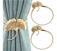 Uoocg 2 unidades de alzapaños con cordón de metal elástico para cortinas, hebillas creativas, clips para cortinas, para decoración del hogar (hoja dorada)