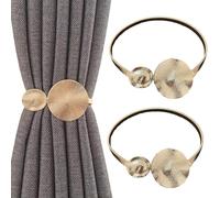 Uoocg 2 unidades de alzapaños dorados de metal moderno para cortinas, accesorios para interiores, salón, dormitorio (hoja de loto)
