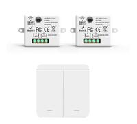 Uooduby 2 Interruptores de Pared Inalámbricos de 433 MHz con Receptor de Relé y 1 X 2 Bandas Interruptor de Panel con Control Remoto LED para Lámpara LED