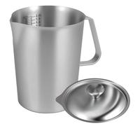 Uooduby Medidora de Acero Inoxidable 304 de 2 L con Tapa y Marcador. Jarra de Leche para Restaurantes, Cocina y Café.