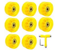 Uooduby Paquete de 8 Ruedas de PatíN de Ruedas de 32 X 58 Mm 82A con Rodamiento, con MonopatíN MultifuncióN Accesorios de Patinaje sobre Ruedas Amarillo