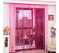 UOOOM 100 * 200 cm Cortina con Flecos para Habitación Salon,Cortina decorativa para Puerta o Ventana, Diseño de Corazón Romántico (rosa)