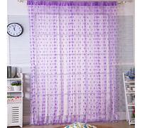 UOOOM 100 * 200 cm Cortina con Flecos para Habitación Salon,Cortina decorativa para Puerta o Ventana, Diseño de Corazón Romántico (Púrpura)