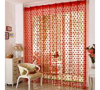 UOOOM 100 * 200 cm Cortina con Flecos para Habitación Salon,Cortina decorativa para Puerta o Ventana, Diseño de Corazón Romántico (rojo)
