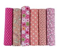 UOOOM 6pcs 50 x 50 cm, diseño de retales algodón Tejido DIY hecho a mano Costura Quilting tela diseños diferentes (Rosado)
