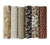 UOOOM 6pcs 50 x 50 cm, diseño de retales algodón Tejido DIY hecho a mano Costura Quilting tela diseños diferentes (Marrón)