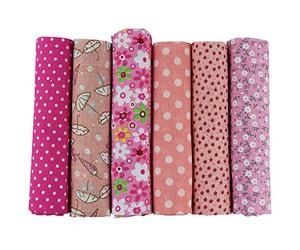 UOOOM 6pcs 50 x 50 cm, diseño de retales algodón Tejido DIY hecho a mano Costura Quilting tela diseños diferentes (Rosado)