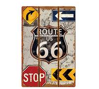 UOOPAI Cartel de metal retro para decoración de pared con texto en inglés "Route 66 Stop