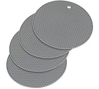 Uootach 4 Piezas Salvamanteles de Silicona Antideslizante, Posavasos Duradero, Impermeable, Apto para Ollas, Sartenes, Teteras y Cuencos (Gris)