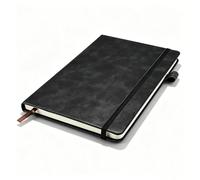 Uootach Cuaderno A5, Agenda de cuero PU, 200 páginas, papel Dowling 80G, forma cuadrada con banda de goma de la lengüeta, Adecuado para agendas, libretas, cuadernos, dibujos, proyectos (negro)