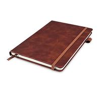 Uootach Cuaderno A5, Agenda de cuero PU, 200 páginas, papel Dowling 80G, forma cuadrada con banda de goma de la lengüeta, Adecuado para agendas, libretas, cuadernos, dibujos, proyectos (Marrón)