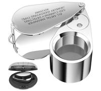 Uootach Lupa De Joyero Plegable De Metal con UV y LED Brillante, Fácil De Cargar, con Paño De Limpieza, Adecuado para Manualidades, Joyería, Mapas, Sellos, Texto