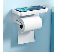 Uootach Portarrollos de Papel Higiénico sin taladrar de Aluminio, Soporte de Papel con estantes, Autoadhesivo Portarrollos de Pared, portarrollos de Papel higiénico Apto para baño, Cocina(Blanco)