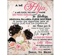 UOOYAA Manta De Franela Suaves Personalizada, Mamá para Mi Hija Carta Throws Blanket TamañO Completo, Sofá De Forro Polar, Mantas De Oficina Español