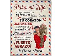 UOOYAA Mantas para Cama De Franela, Carta De Mensaje Bendición para Personalizado Manta de Lana Mamá para Mi Hijo Regalos de cumpleaños Navidad Español Mensajes