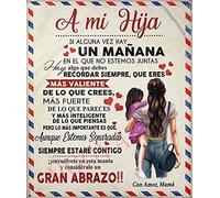UOOYAA Mantas para Cama De Franela, Carta De Mensaje Bendición para Personalizado Manta de Lana Mamá para Mi Hija Regalos de cumpleaños Navidad Español Mensajes