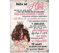 UOOYAA Mantas para Cama De Franela, Carta De Mensaje Bendición para Personalizado Manta de Lana Mamá para Mi Hija Regalos de cumpleaños Navidad Español Mensajes