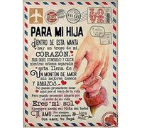 UOOYAA Mantas para Cama De Franela, Carta De Mensaje Bendición para Personalizado Manta de Lana Papá para Mi Hija Regalos de cumpleaños Navidad Español Mensajes