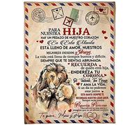 UOOYAA Mantas para Cama De Franela, Carta De Mensaje Bendición para Personalizado Manta de Lana Papá para Mi Hija Regalos de cumpleaños Navidad Español Mensajes