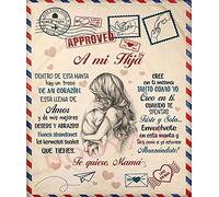 UOOYAA Mantas para Sofás De Franela Carta De Mensaje Bendición Mamá para Mi Hija Regalos de cumpleaños Navidad Español Mensajes Personalizado Manta de Throws