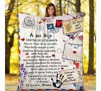 UOOYAA Mantas para Sofás De Franela Carta De Mensaje Bendición Mamá para Mi Hijo Regalos de cumpleaños Navidad Español Mensajes Personalizado Manta de Throws
