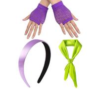 UOPJDD 1 Pieza De Diadema De Bordes Ancho, 1 Pieza De Bufanda De Satén Y 1 Par De Guantes Huecos, Accesorios De Ropa De Fiesta, Accesorios Creativos De Personalidad.
