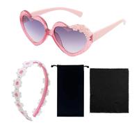 UOPJDD 1 Pieza De Gafas De Sol En Forma De Corazón, Diadema De 1 Pieza, Diadema De Margaritas, 1 Pieza De Tela De Gafas Y 1 Pieza De Gafas, Accesorios Para Niños, Suministros De Aderezo Para Fiestas.