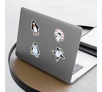 UOPJDD 100 Pegatinas Creativas de Pingüino de Dibujos Animados, Vinilo Negro, Recomendado para Superficie de Plástico y Metal, Conjunto de 100 Piezas, Ideal para Ordenador Portátil
