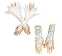 UOPJDD 2 Pares De Guantes De Encaje, Guantes Nupciales, Elees Guantes Minimalistas, Accesorios De Vestimenta, Accesorios De Vestuario De Graduación.