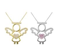 UOPJDD 2 Pieces of Love Angel Necklace, Diamond-Studded Necklace, Simple and Versatile Jewelry, Creative Pendant Jewelry, and Girls Jewelry.