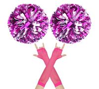 UOPJDD 2 Piezas De Bolas Florales Brillantes Y 1 Par De Guantes De Cuadrícula Largas, Suministros De Porristas, Suministros De Eventos Deportivos, Accesorios De Vítores.