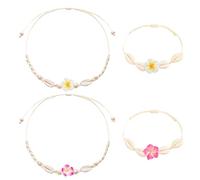 UOPJDD 2 Piezas De Collar De Concha Y 2 Piezas De Brazalete De Concha, Joyas De Elementos Marinos, Accesorios De Ropa De Playa, Joyas para Mujeres.