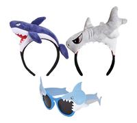 UOPJDD 2 Piezas De Diademas De Tiburones Y 1 Pieza De Gafas De Tiburón, Gafas De Sol Divertidas, Diademas Creativas De Lujo, Suministros para El Aderezo para Fiestas.