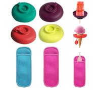 UOPJDD 4 Piezas Anti-Drey Hand Ice Cream Y 2 Piezas De Tapa De Paleta, Soporte De Helado para Niños, Bandeja De Helado De Silicona.