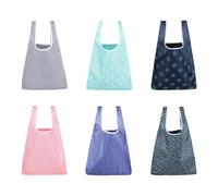 UOPJDD 6 Piezas De Bolsa De Compras A Rayas, Almacenamiento Elee Y Elee, Plegable, Reutilizable De Gran Capacidad, Conveniencia Al Aire Libre, Bolsa De Almacenamiento Multifunción.