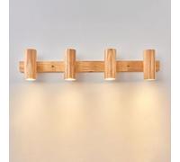 UOPYNE Adjustable Wooden Wall Sconce Wood Track Lighting with Three Color Dimmable Modern Rotatable Long Rectangle Light Fixture for Bedroom Bathroom Hallway Living Room Ceiling Lamp