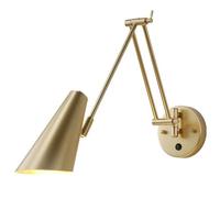 UOPYNE American Gold/Black Industrial Brass Wall Sconces with Push Button Switch E26/E27 Base Reading Light Fixture for Bedroom Bedside Headboard