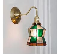 UOPYNE Brass Stained Glass Wall Sconce Hammered Light E26/E27 Base Indoor Lamp for Bedroom Living Room Nightstand Restaurant Lighting