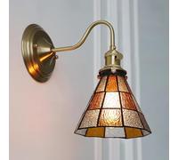 UOPYNE Brass Stained Glass Wall Sconce Hammered Light E26/E27 Base Indoor Lamp for Bedroom Living Room Nightstand Restaurant Lighting