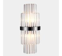 UOPYNE Crystal Glass Wall Sconces, Modern Black Stainless Steel Hardwired Lighting Fixtures, Mid Century Luxury Mounted Lamp for Living Room Bedroom Bathroom Vanity E14/E12 Sockets