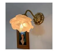 UOPYNE Flower Shape Glass Wall Lamp Modern Bedroom Bedside All Copper Sconces E12/E14 Base Mount Light Fixtures with Shade for Aisle Balcony Vanity