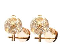 UOPYNE Indoor Wall Lamp for Mirror, 2 Pack 3 Color Dimming Vintage Sconces, Nordic Crystal Shade Lighting Fixtures with Hardware Base for Bedroom Living Room Bedside Reading, 8W