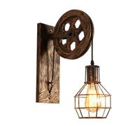 UOPYNE Industrial Pulley Restaurant Wall Sconces Vintage Farmhouse Mount Lights with Iron Cage Lamp Shade E26/E27 Base Porch Lamps for Indoor Lighting Barn Warehouse