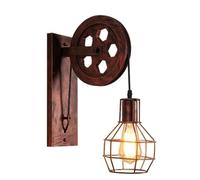 UOPYNE Industrial Pulley Restaurant Wall Sconces Vintage Farmhouse Mount Lights with Iron Cage Lamp Shade E26/E27 Base Porch Lamps for Indoor Lighting Barn Warehouse