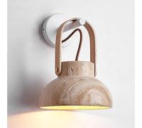 UOPYNE Japanese Cream Style Solid Wood E26/E27 Base Wall Lamp Yellow Travertine Sconce for Bedroom Bedside Living Dining Room Retro Lighting Fixture