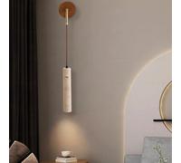 UOPYNE Japanese Yellow Marble Wall Light Cylindrical Travertine Sconce Spotlight for Bedroom Bedside Living Room Stair Corridor Decor