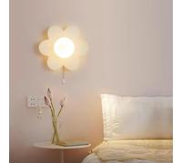 UOPYNE Kids Flower Wall Light Cream Wind Design Princess Bedroom Lamp with Switch Modern Nursery G9 Sconce Creative Net Red for Childrens Room Stair Decor