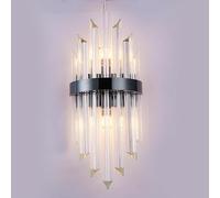 UOPYNE Mid Century Wall Sconces, Clear Crystal Glass Shade Lighting Fixtures, Modern Gold Stainless Steel Mounted Lamp for Bedroom Bathroom Doorway Vanity E14/E12 Sockets